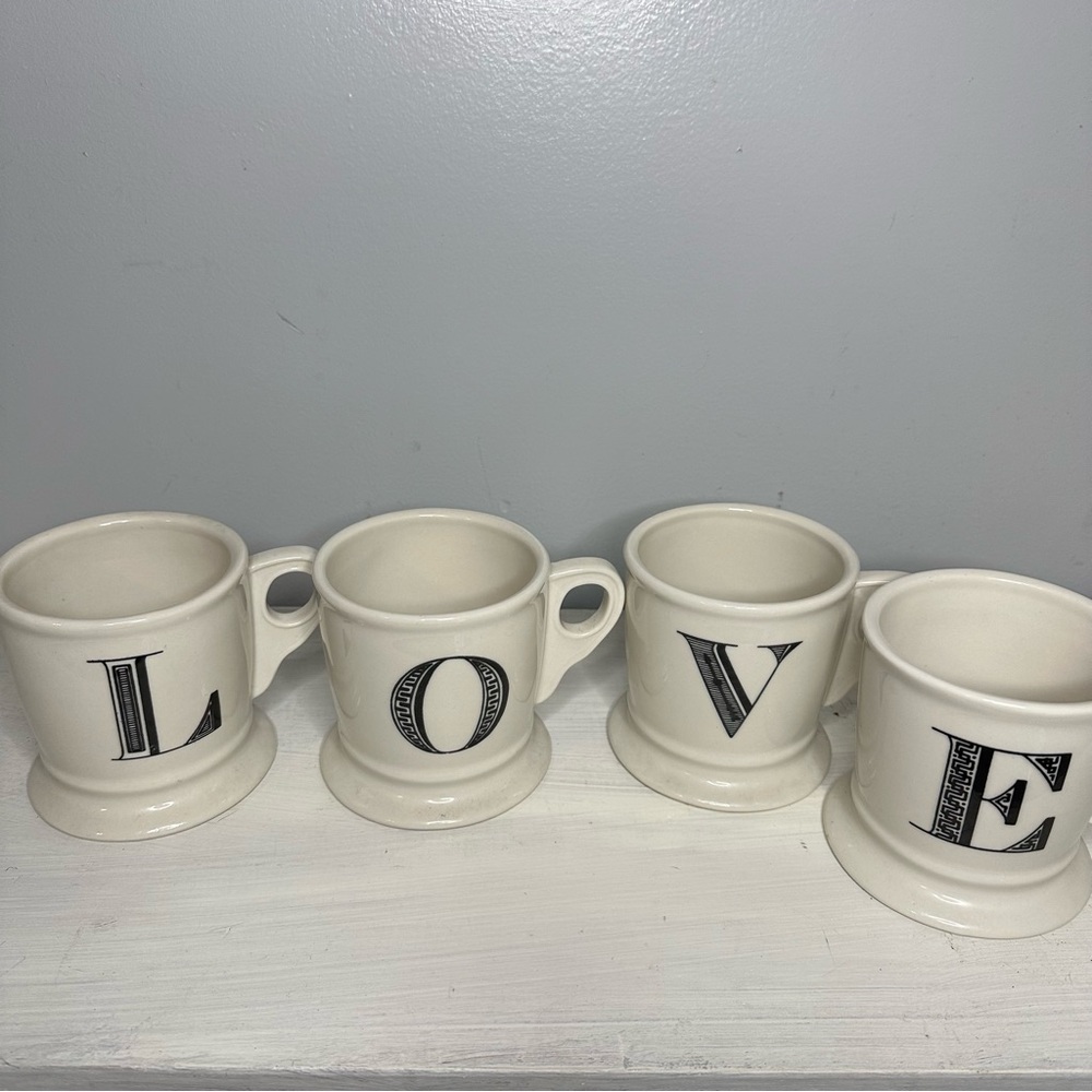 NWT Anthropologie Monogram LOVE Mug set